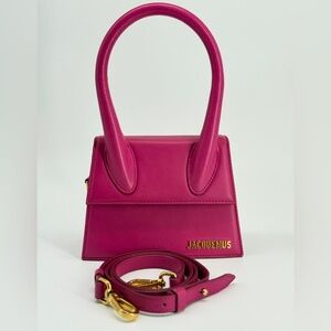 Jacquemus Le Chiquito Moyen Top Handle Pink Leather Bag